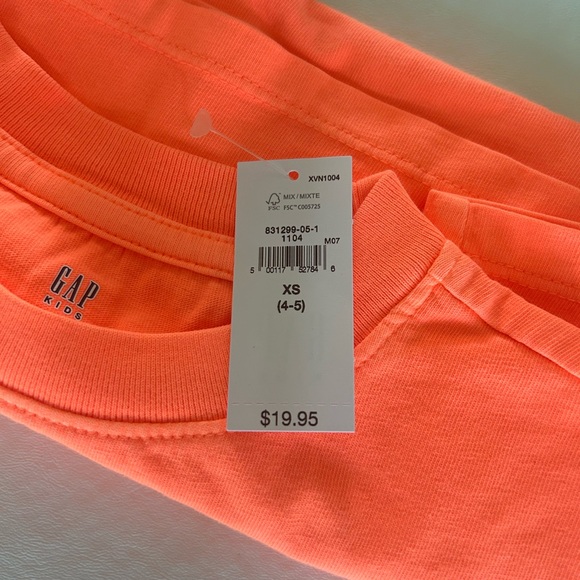 NWT - Gap Kids Neon Orange Bolt Relaxed Original T-shirt - Picture 2 of 2